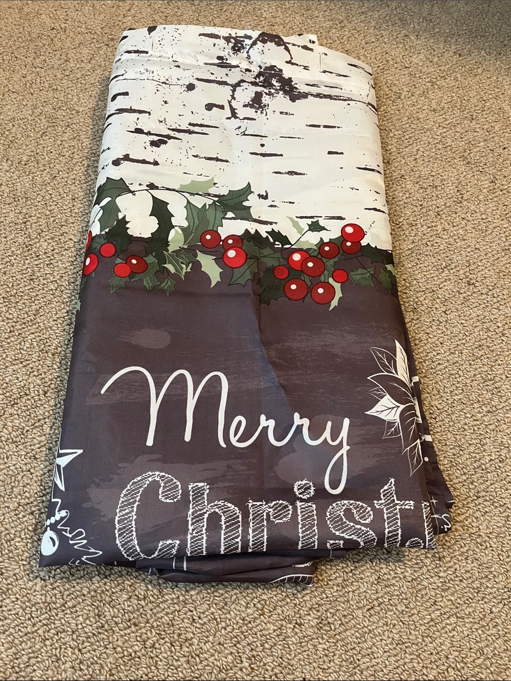 'Merry Christmas' Decorative Farmhouse Mistletoe - Shower Curtain